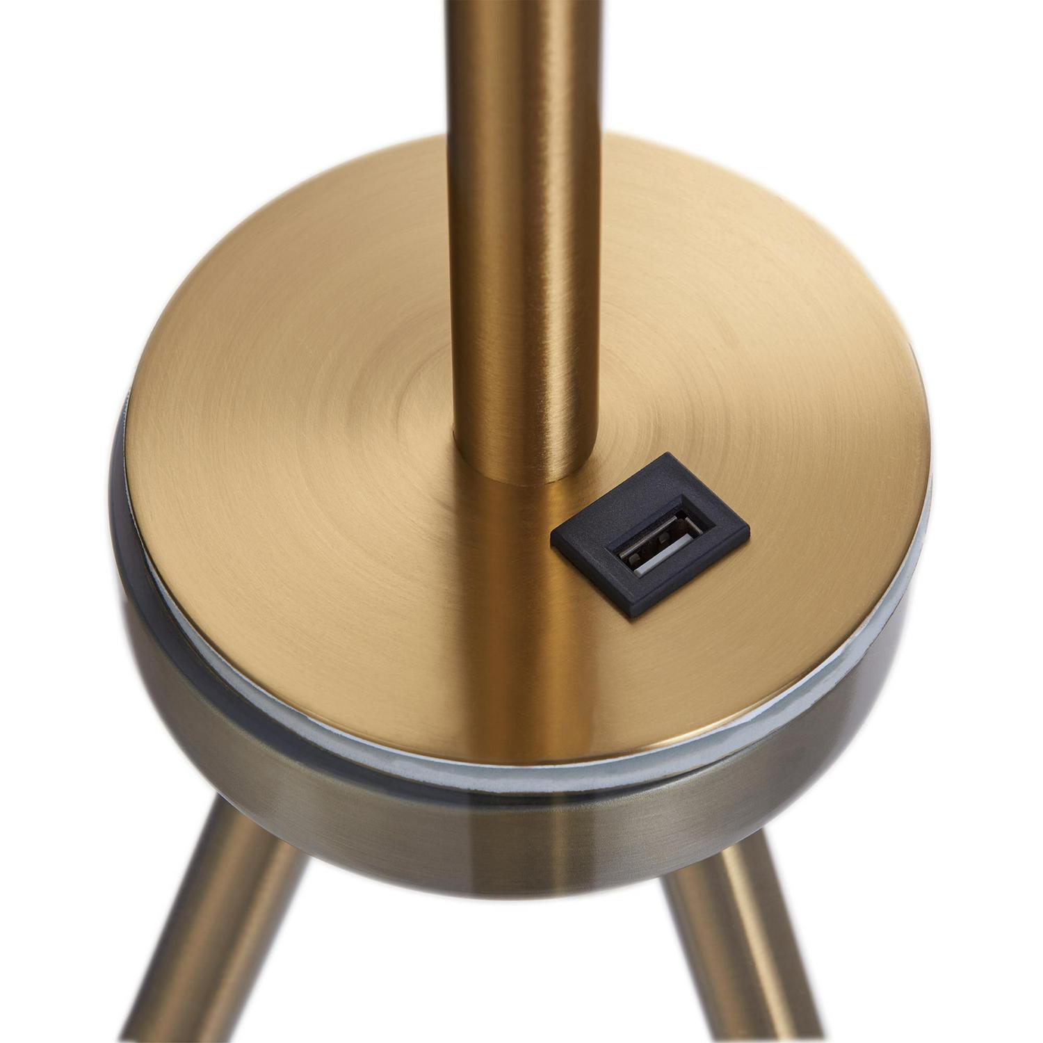 Versanora Myra Floor Lamp with Table and Built-In USB， Gold