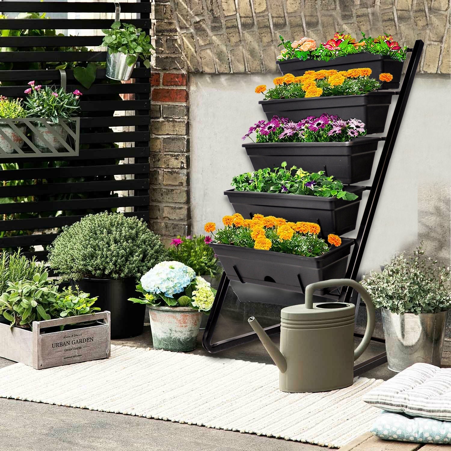 Raised Garden Bed - Vertical Garden Freestanding Elevated Planters 5 Container Boxes - Good Patio Balcony Indoor Outdoor