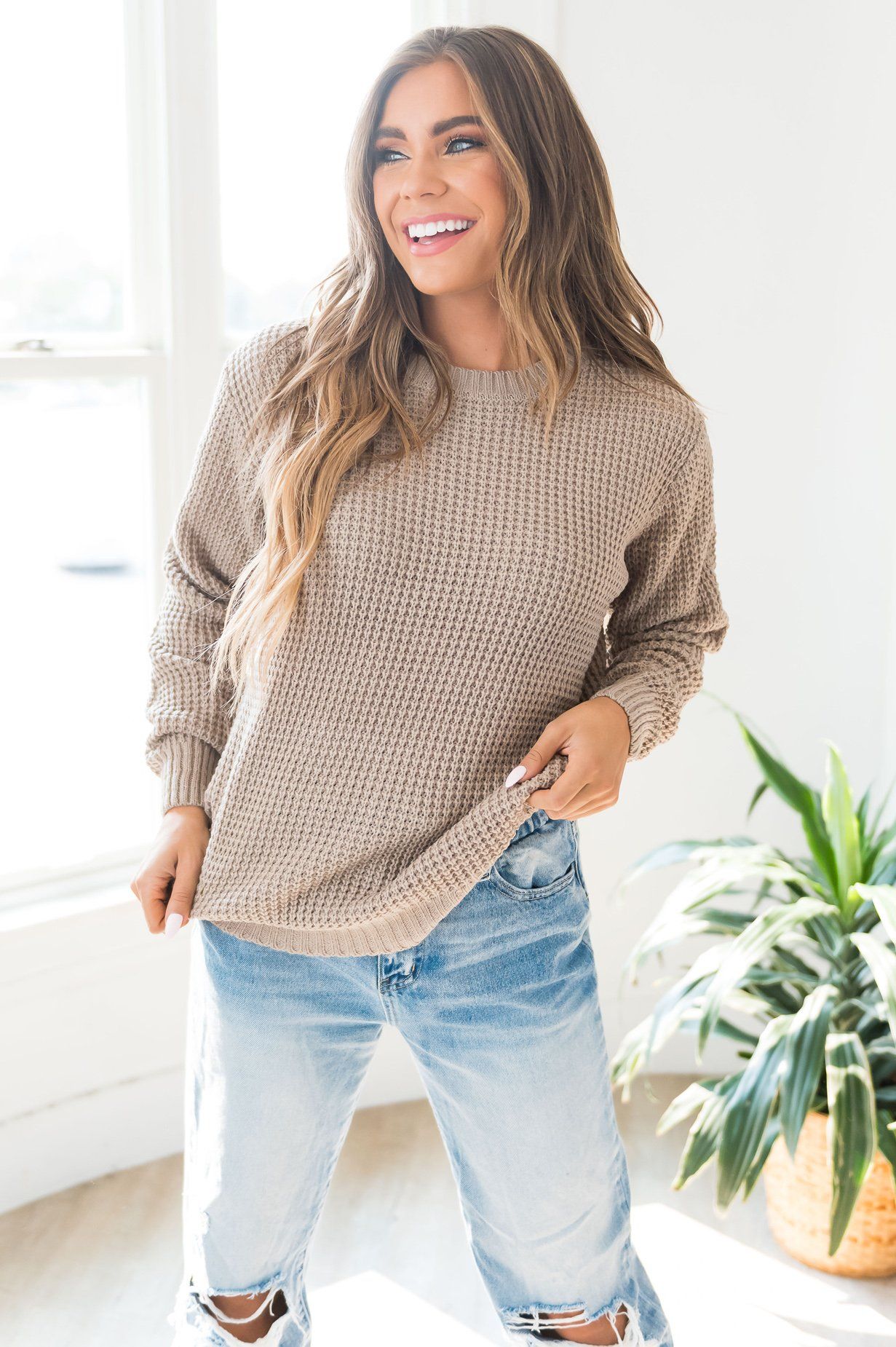 Fall Retreat Rib Stitch Modest Sweater