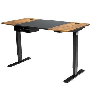 Costway 55 in. Rectangular Black Wood Electric Standing Desk Height Adjustable Sit Stand Desk with USB Port Brown JV10222US-CF