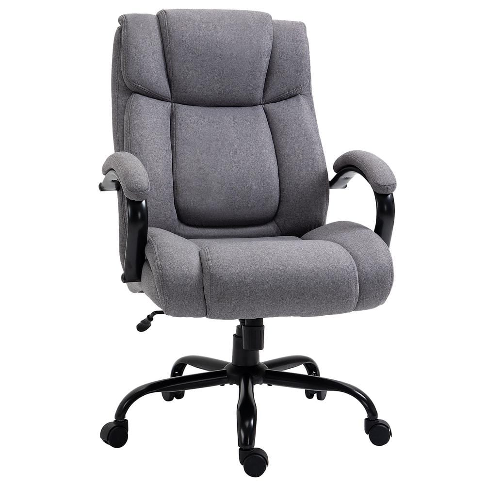 Vinsetto Light Grey, Big and Tall Executive Office Chair High Back Computer Desk Chair Ergonomic Swivel Chair with Linen Fabric 921-471LG