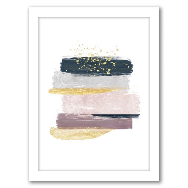 Americanflat Abstract Minimalist Watercolor Strokes With Gold By Tanya Shumkina Framed Print Wall Art