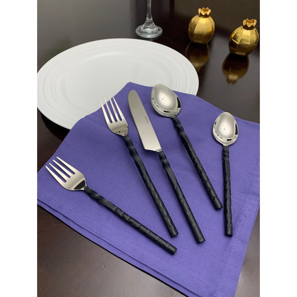 Vibhsa Black Stainless Steel Flatware Set of 20 PC