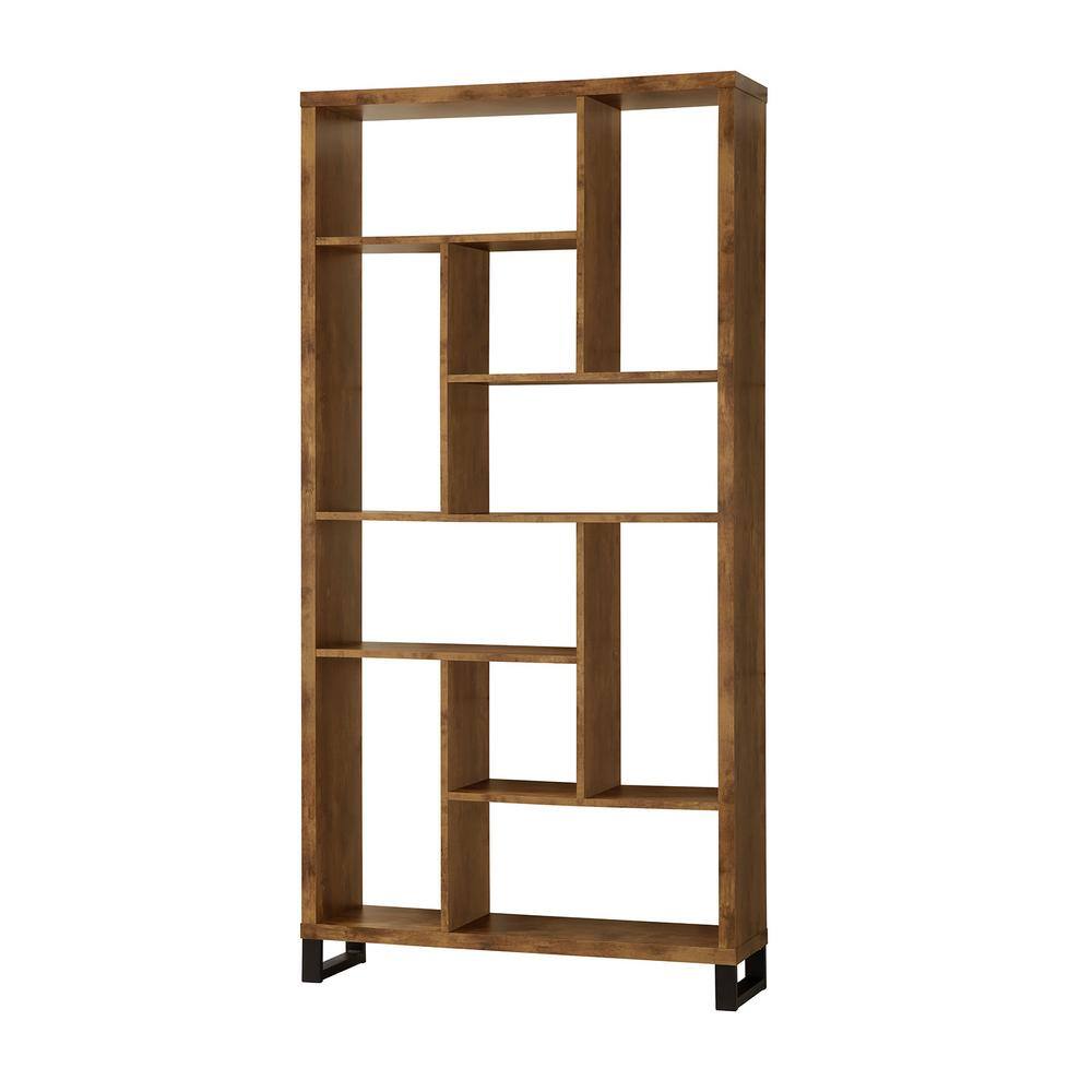 Coaster Home Furnishings 70.75 in. Antique Nutmeg Wood 10-shelf Etagere Bookcase with Open Back 801236