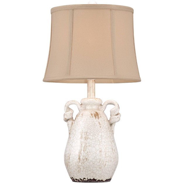 High Set Of 2 Crackled Ivory Glaze Ceramic Beige Bell Shade For Bedroom Living Room Bedside