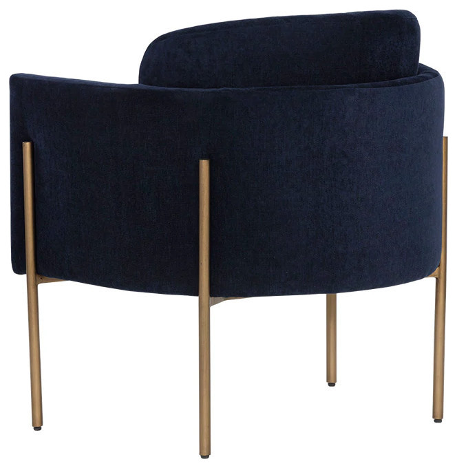 Demas Lounge Chair Antique Brass Danny Navy   Modern   Indoor Chaise Lounge Chairs   by Virgil Stanis Design  Houzz