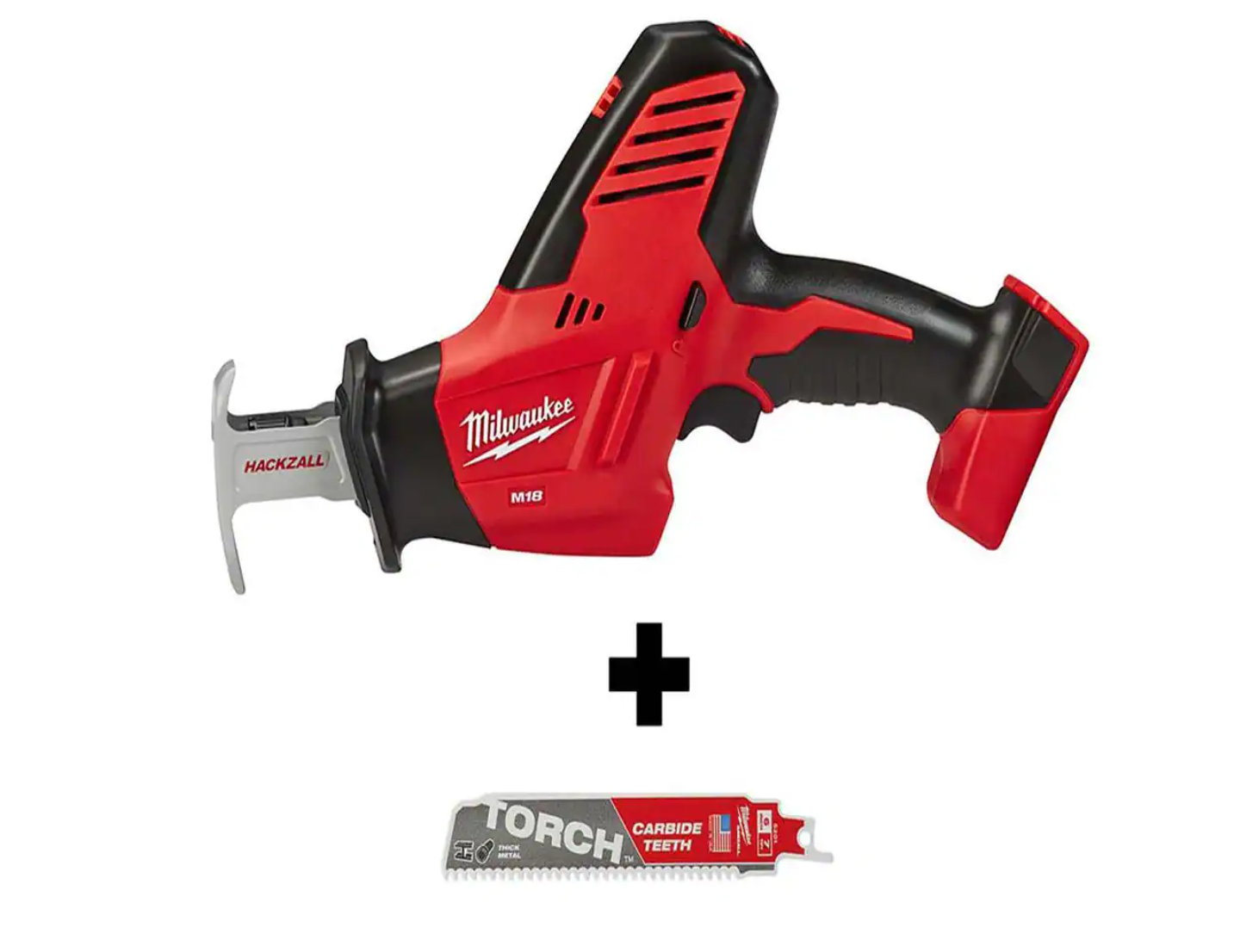 Milwaukee 2625-20-48-00-5201 M18 18-Volt Lithium-Ion Cordless Hackzall Reciprocating Saw with Carbide Teeth Metal Cutting SAWZALL Saw Blade