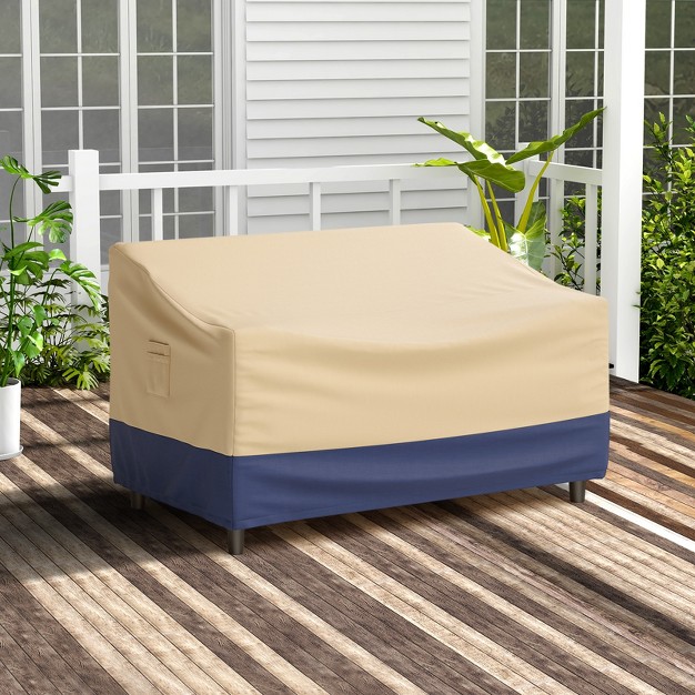 Costway Patio 60 x27 x27 x43 x27 x27 2 seater Bench Loveseat Deep Sofa Cover Waterproof Handle Air Vent