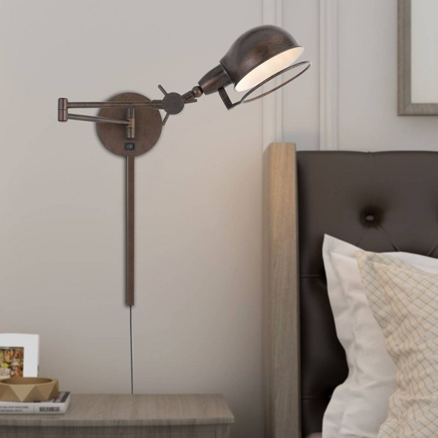 Linthal Swing Arm Wall Lamp With Adjustable Shade Rust Cal Lighting