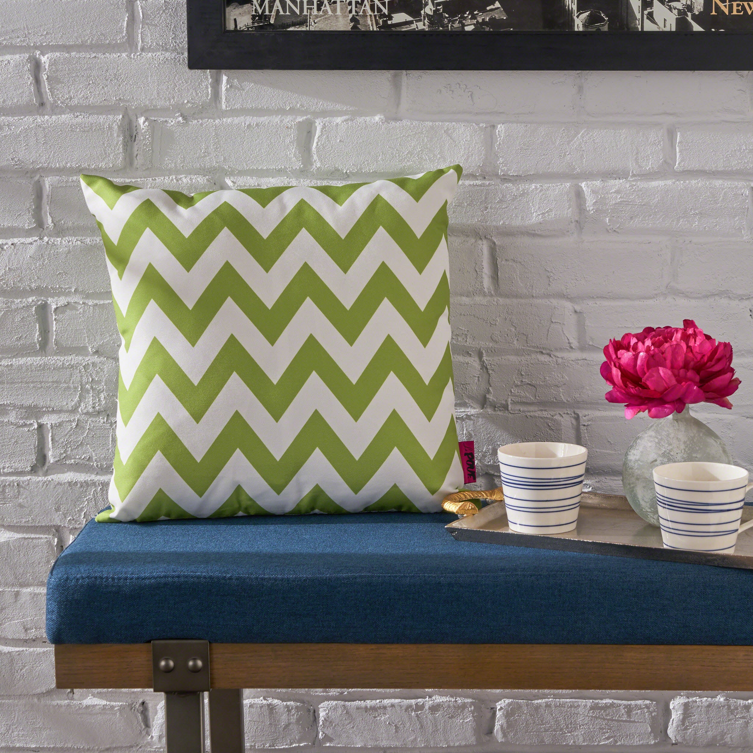 Ernest Indoor Zig Zag Striped Water Resistant Square Throw Pillow