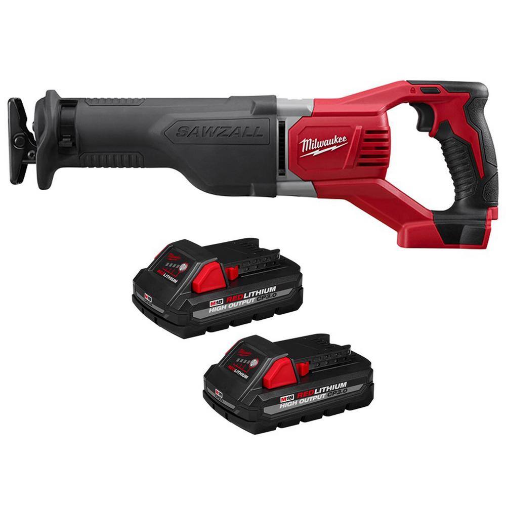 MW M18 18V Lithium-Ion Cordless SAWZALL Reciprocating Saw with Two 3.0Ah Batteries 2621-20-48-11-1837