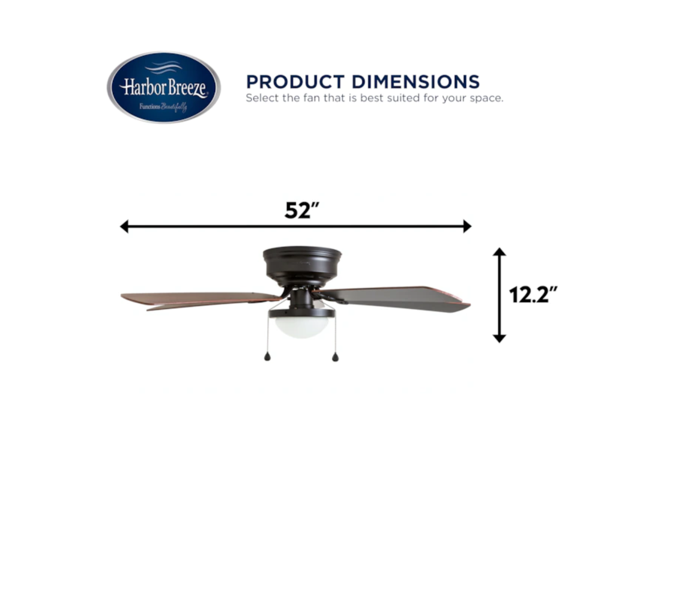 Harbor Breeze 41690 Armitage 52-in Bronze LED Indoor Flush Mount Ceiling Fan with Light (5-Blade)