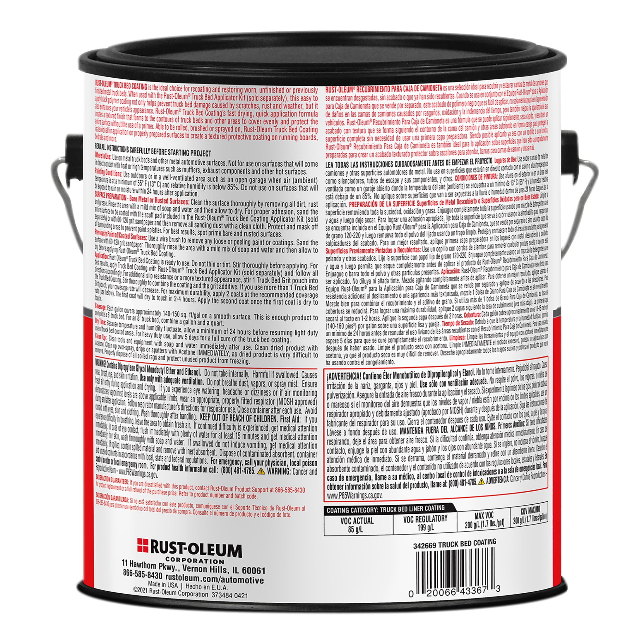 Black， Rust-Oleum Automotive Truck Bed Coating-342669， Gallon