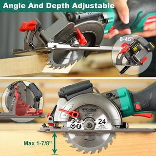 HYCHIKA 6.2 Amp 4-12 in. Electric Mini Circular Saw with 6 Blades Max Cutting 1-1116 in. D 90 Rubber Handle E0026US