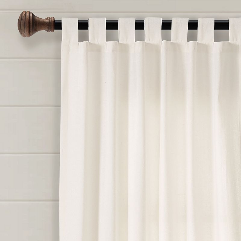 Lush Decor Farmhouse Faux Linen Tab Top Window Curtain