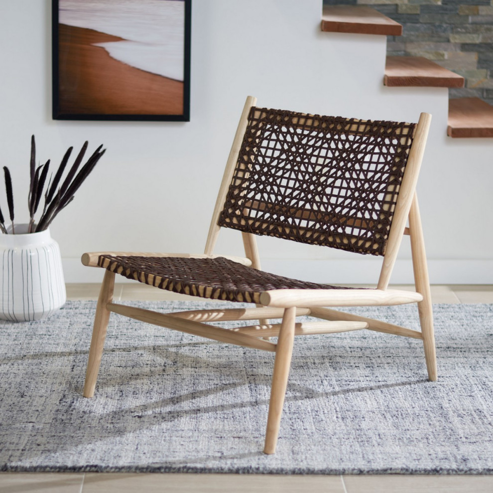 Amie Accent Chair  Natural/Brown Leather   Midcentury   Armchairs And Accent Chairs   by Rustic Home Furniture Deco  Houzz