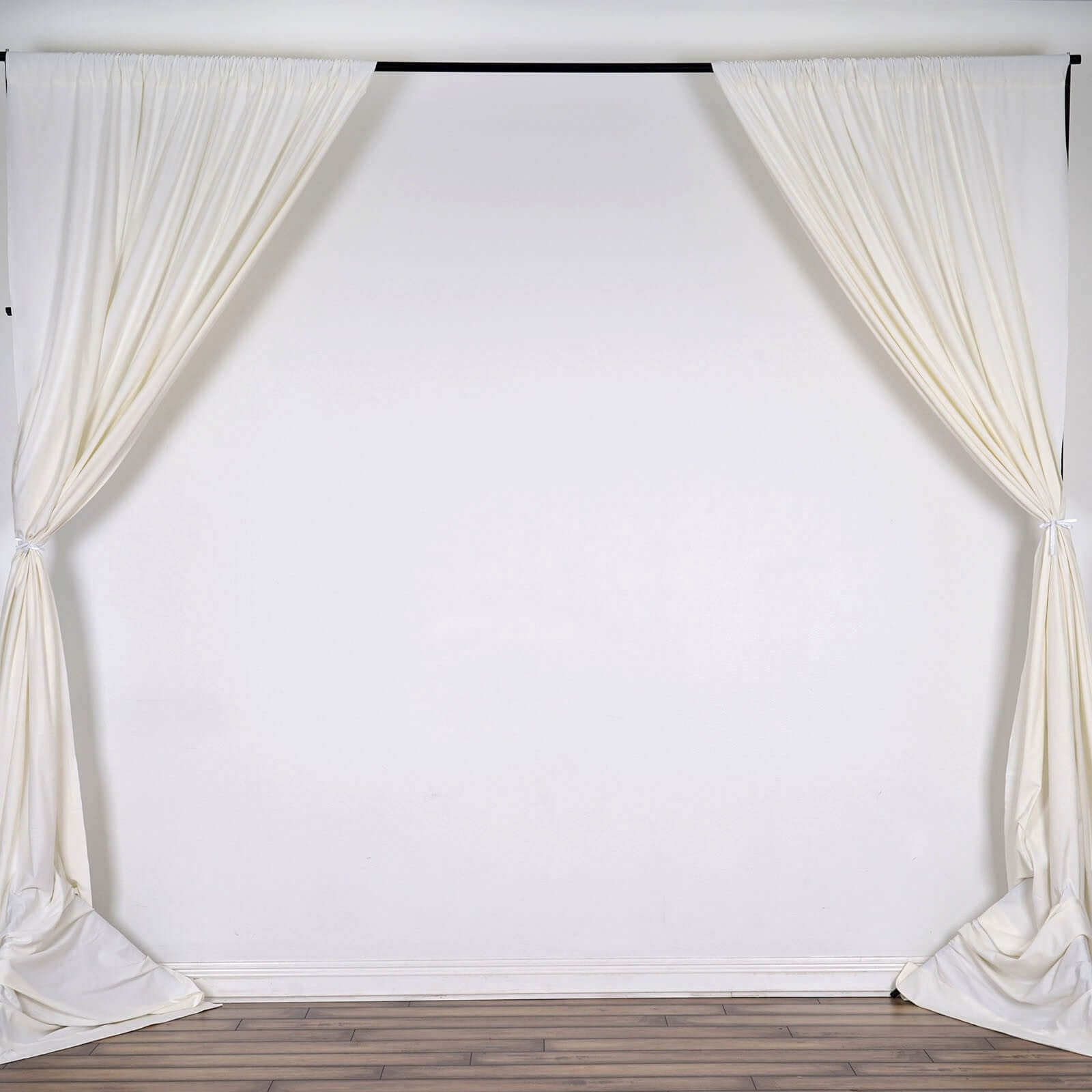 2 Pack Ivory Scuba Polyester Backdrop Drape Curtains, Inherently Flame Resistant Event Divider Panels Wrinkle Free With Rod Pockets - 10ftx10ft