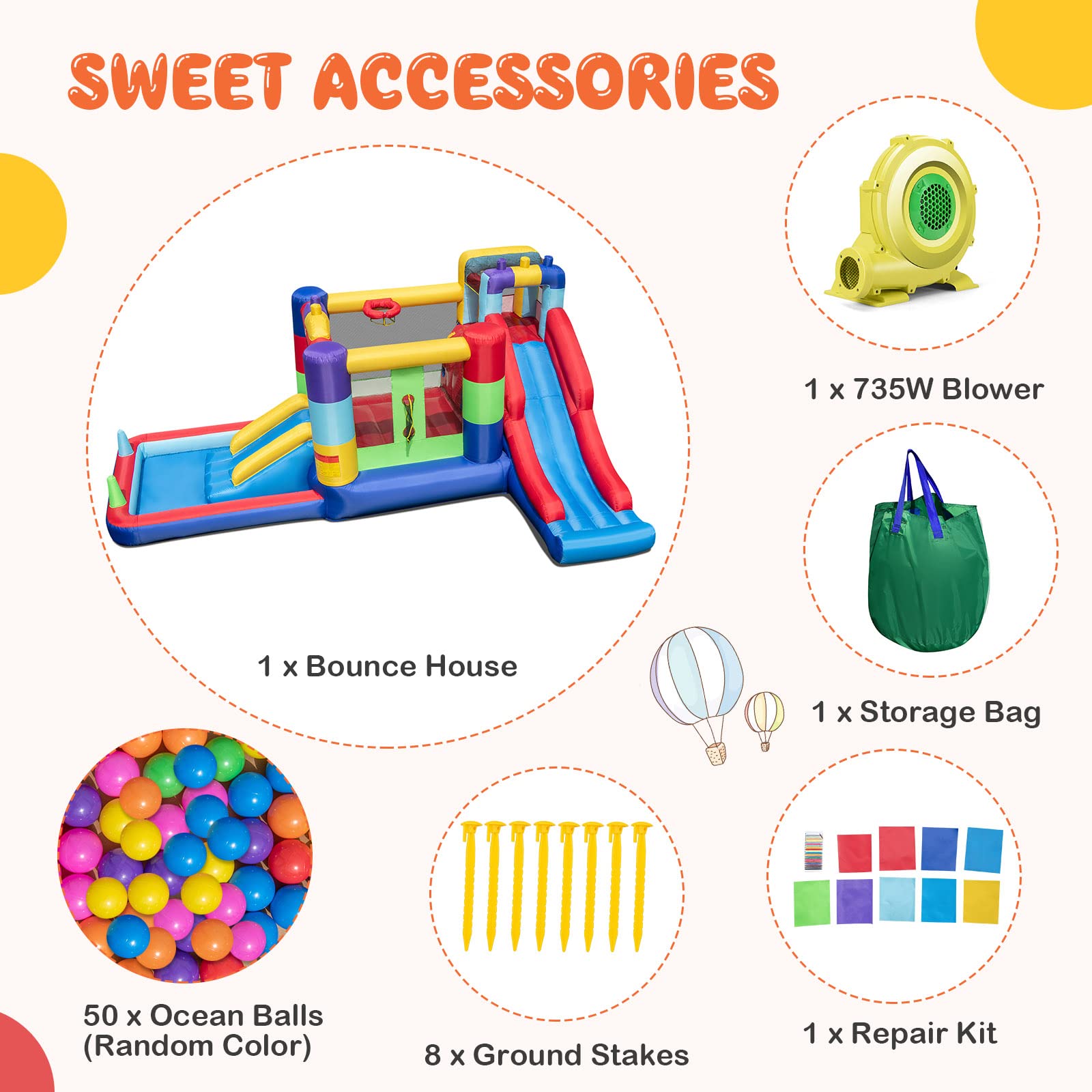 BOUNTECH Inflatable Bounce House, Dual Slides Bouncy House for Kids 5-12 Backyard Party Fun w/Blower