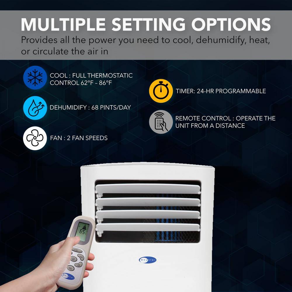 Whynter Compact Size 10000 BTU Portable Air Conditioner with Dehumidifier Activated Carbon Air Filter and Washable Pre-Filter ARC-102CS