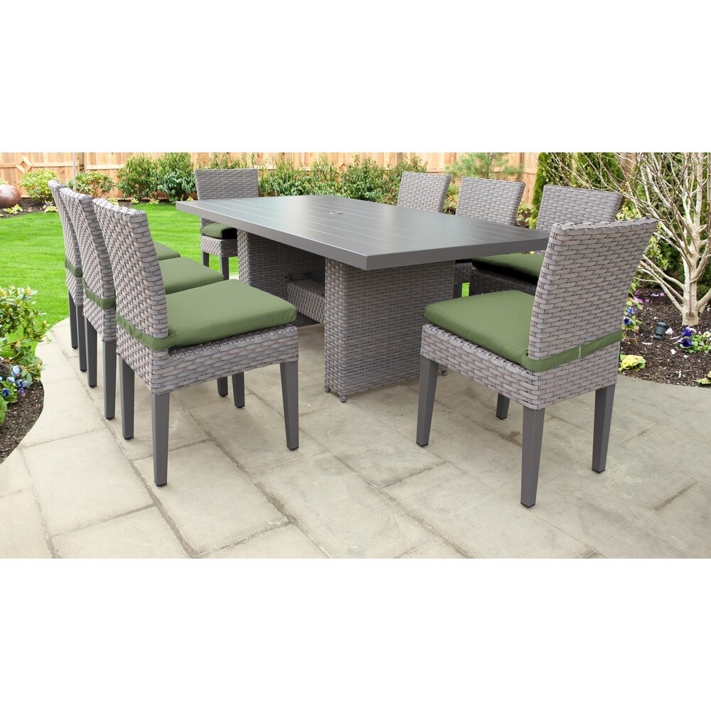 Monterey Rectangular Outdoor Patio Dining Table with 8 Armless Chairs