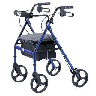 Hugo Mobility Portable Rollator Rolling Walker with Seat Backrest and 8 in. Wheels Blue 700-957