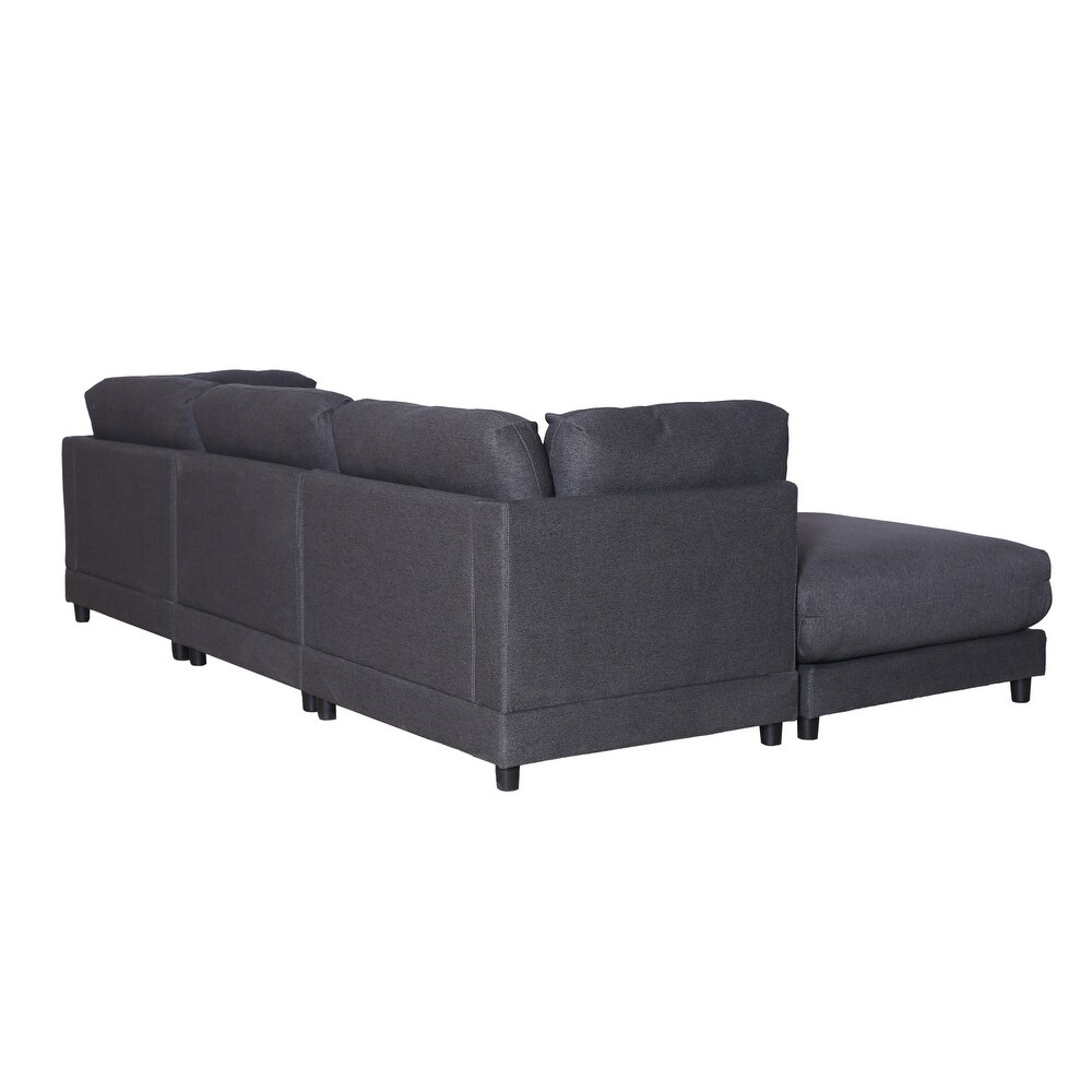 Modern 2 Piece Sectional Sofa with Removable Ottomans and Comfortable Waist Pillows
