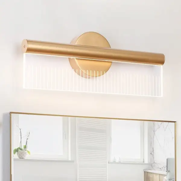 16.3 inch Modern Gold LED Wall Sconces Bathroom Vanity Lights - 16.3