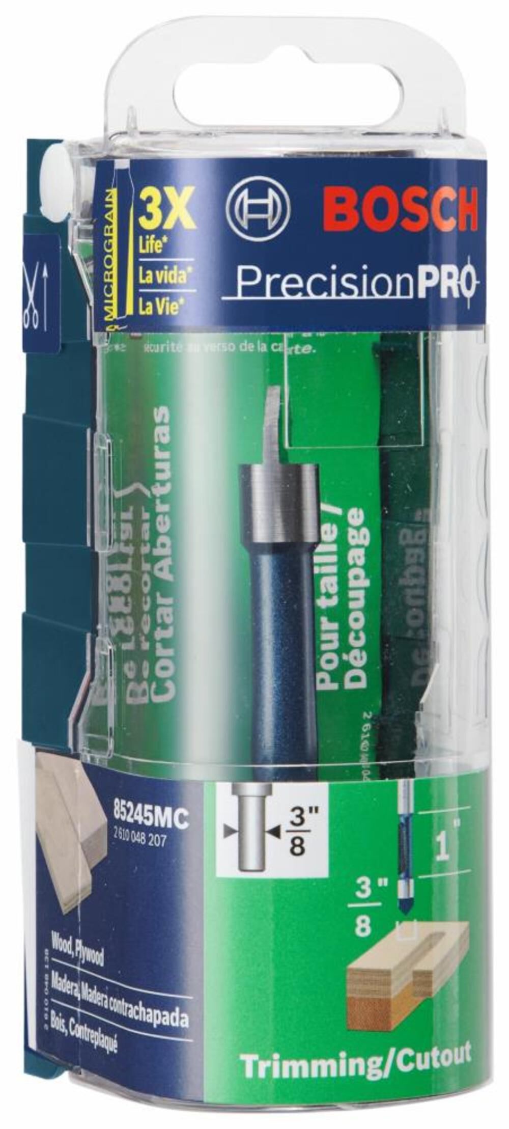 Bosch 3/8 In. x 1 In. Carbide-Tipped Single-Flute Pilot Panel Concave Router Bit 85245MC from Bosch