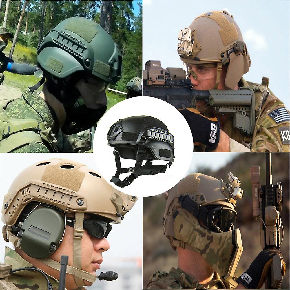 Military Tactical Airsoft Paintball Helmet Head Protection With Night Vision Sports Camera Bracket Desert Color