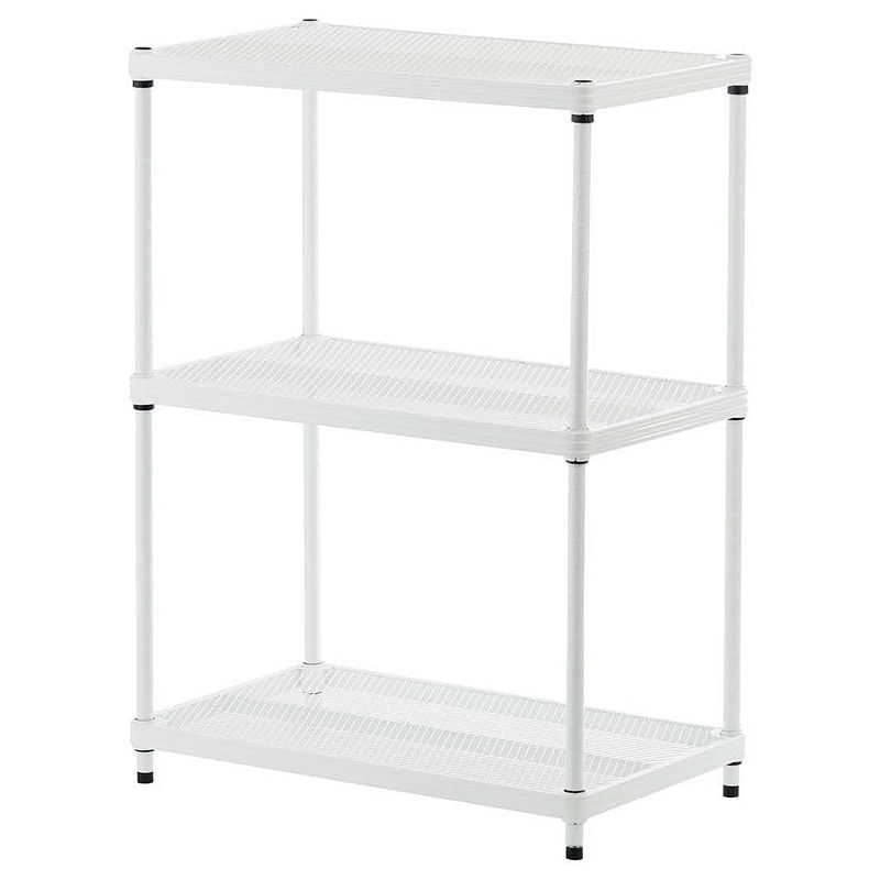 Design Ideas Meshworks 3 Tier Full-size Metal Storage Shelving Unit Rack， White