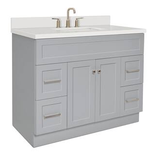 ARIEL Hamlet 43 in. Bath Vanity in Grey with Quartz Vanity Top in White with White Basin F043S-WQ-VO-GRY