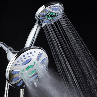 Aquastar Antimicrobial 48-Spray 7 in. High Pressure 3-Way Dual Rain Shower Head and Handheld Shower Head Combo in Chrome 6750