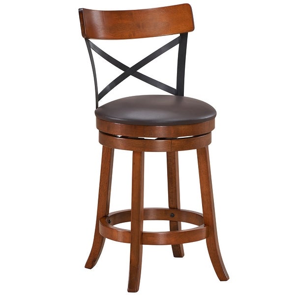 Costway Set of 4 Bar Stools Swivel 25'' Dining Bar Chairs with Rubber