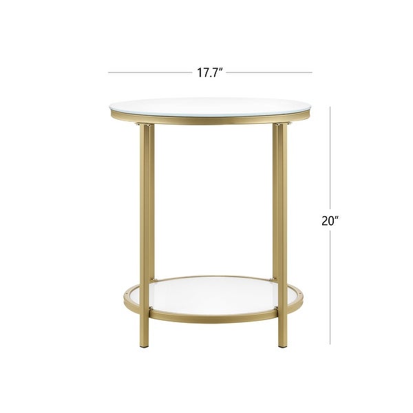 2-Tier Glass Side Table End Table with Storage Shelf