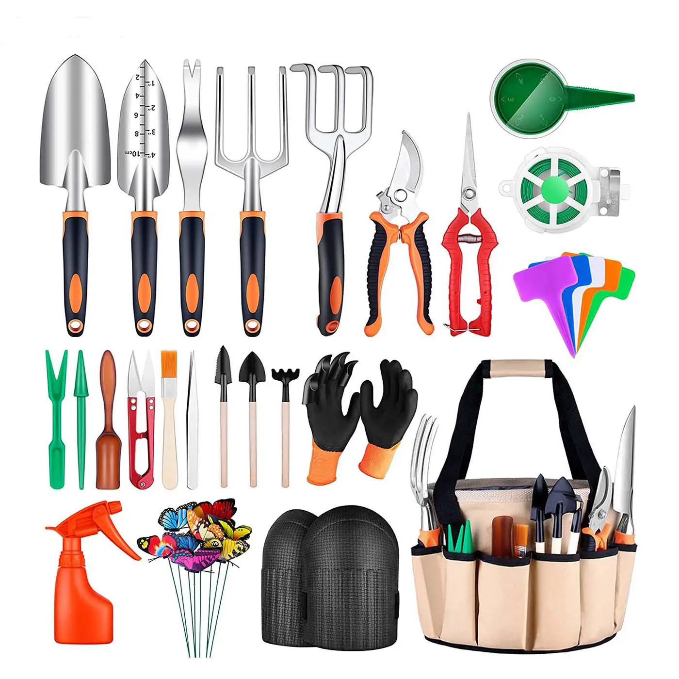 Wholesales Female Garden Tool Set 84 Piece Aluminum Hand Tool Starter Kit with Garden Bag Heavy Duty Gardening Work Set for Man