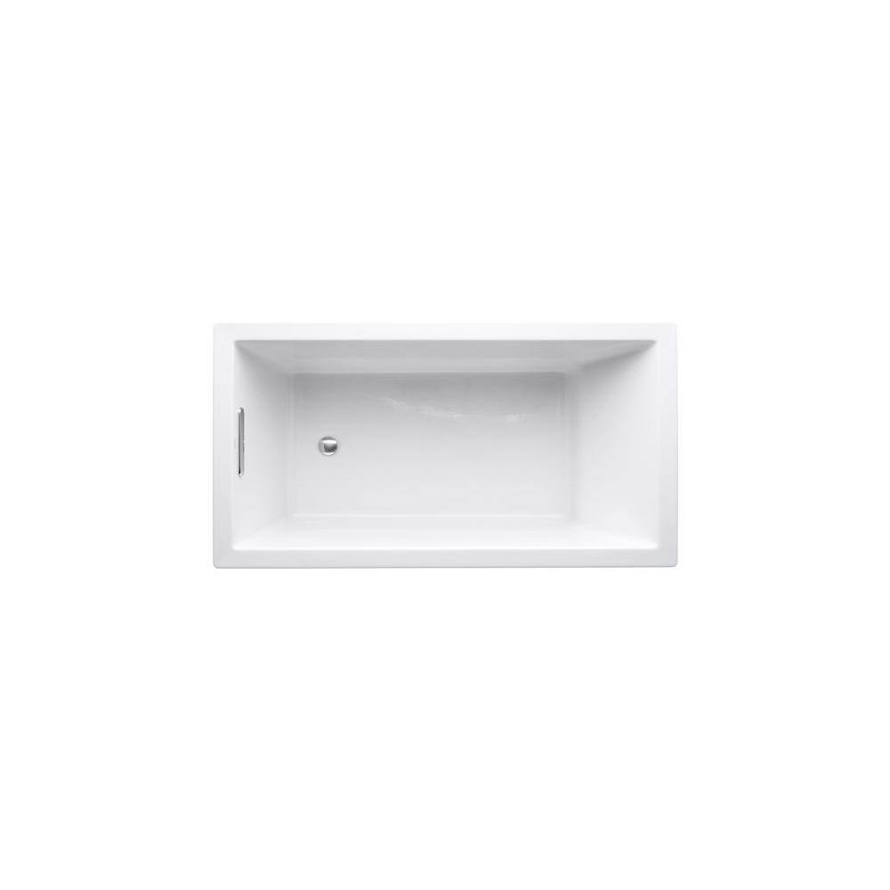 KOHLER Underscore 60 in. x 32 in. Rectangular Soaking Bathtub with Reversible Drain in White K-1130-0