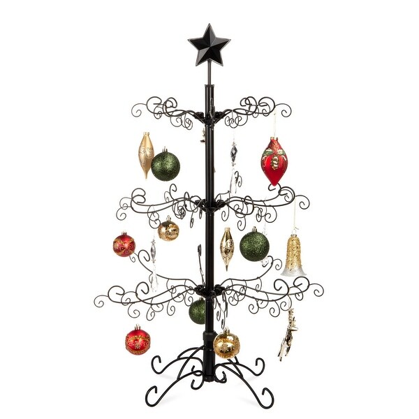 Wrought Iron Christmas Tree Ornament Display w/ Easy Assembly，Stand