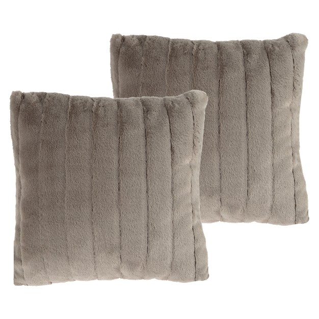 17 Plush Pillows Set Of 2 Gray Channel Striped Square Accent Pillow Inserts And Covers For Bedroom Or Living Room By Lavish Home