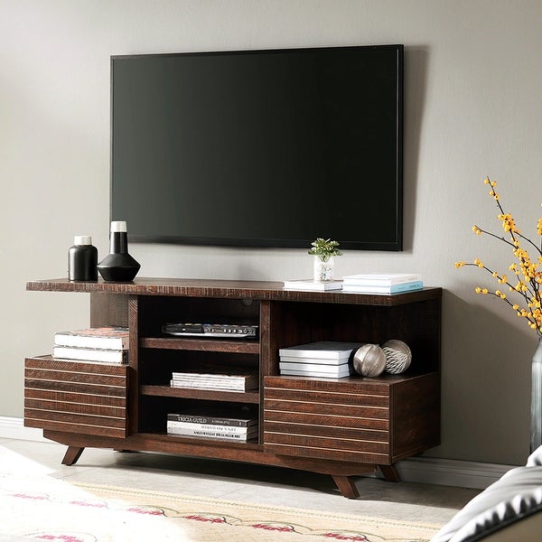 OS Home Model Mid Century Media Console in Rough Sawn Cherry Finish - 54 Inches in Width