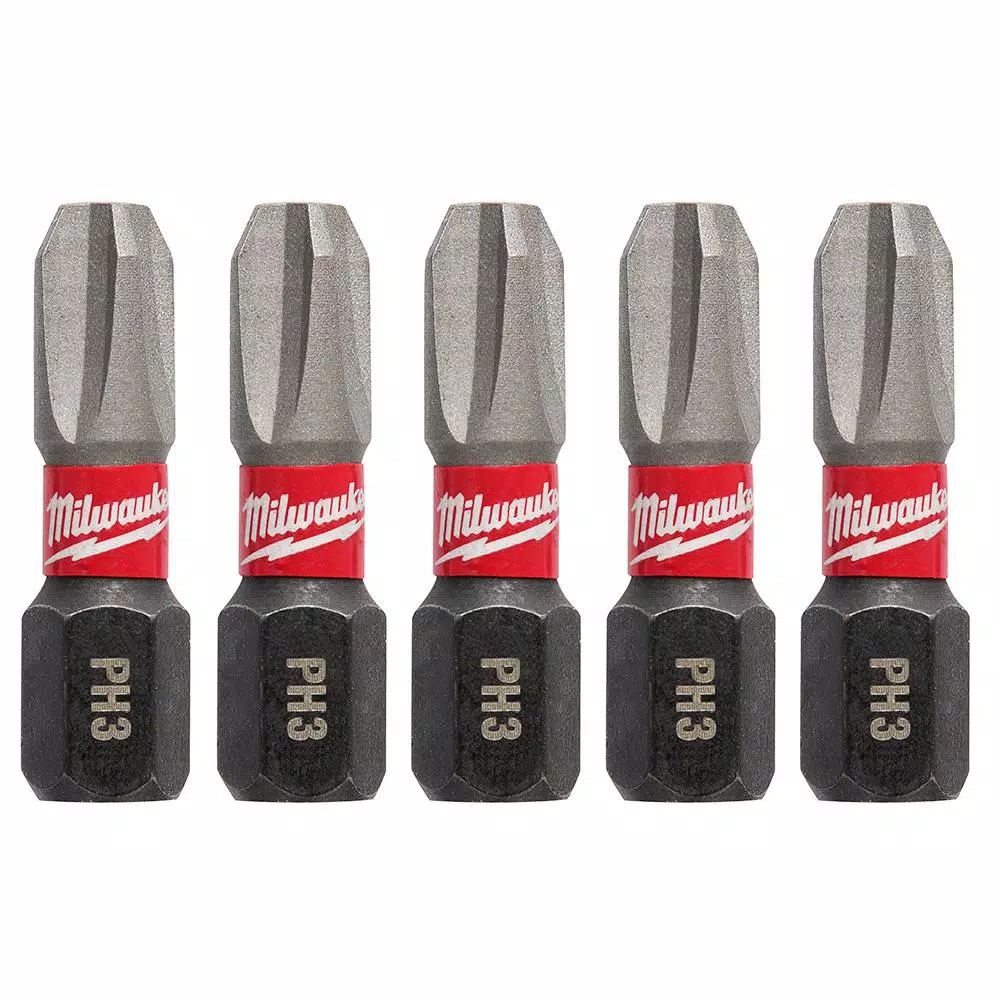 Milwaukee 1 in. #3 Philips Shockwave Impact Duty Steel Insert Bits (5-Pack) and#8211; XDC Depot