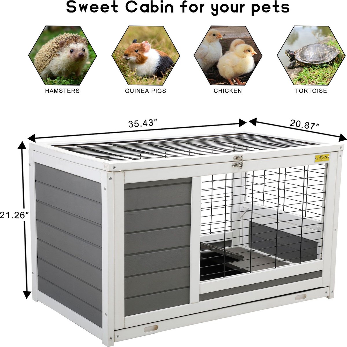 Coziwow by Jaxpety Outdoor Wooden Rabbit Bunny Hutch Small Animal House