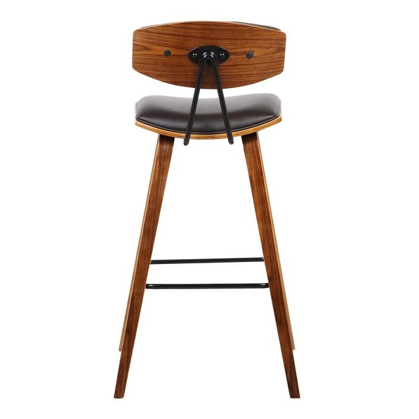 Wooden Frame Leatherette Barstool with Flared Legs， Brown