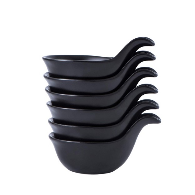 Bruntmor Porcelain Dipping Bowls Black Set Of 6