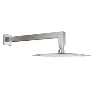 HOMLUX 1-Handle 1-Spray Sq. Tub and Shower Faucet with 2.5 GPM 8in. Wall Mounted Shower Head in Brushed Nickel (Valve Included) 6DC10043D5