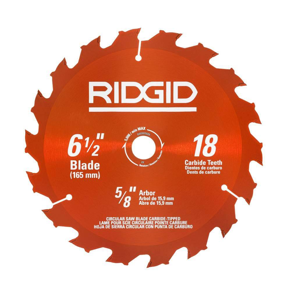 RIDGID 18V Cordless 6 12 in. Circular Saw Kit with (1) 4.0 Ah Battery and Charger with Extra 6-12 in. Circular Saw Blade R8655KN-AC612N