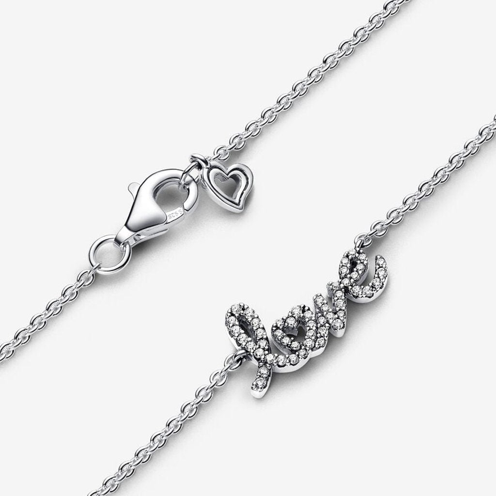 PANDORA  Sparkling Handwritten Love Collier Necklace - Sterling Silver