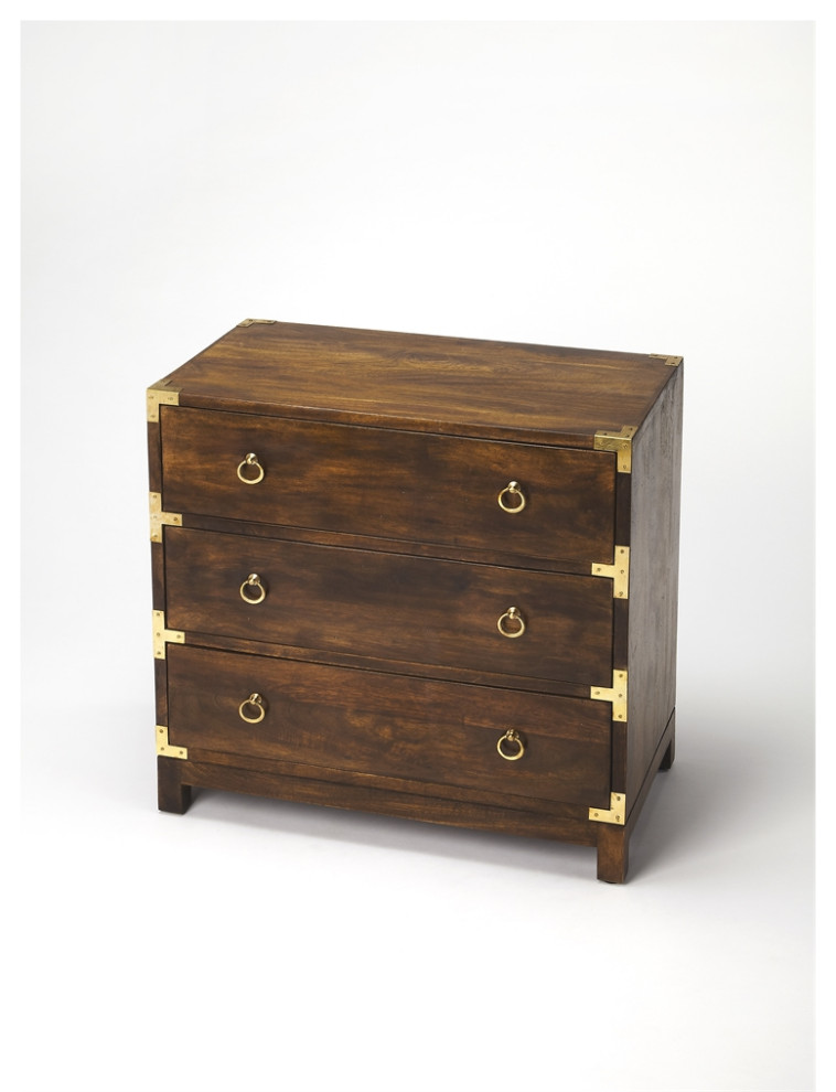 Forster Brown Campaign Chest  Brown   Transitional   Accent Chests And Cabinets   by VirVentures  Houzz