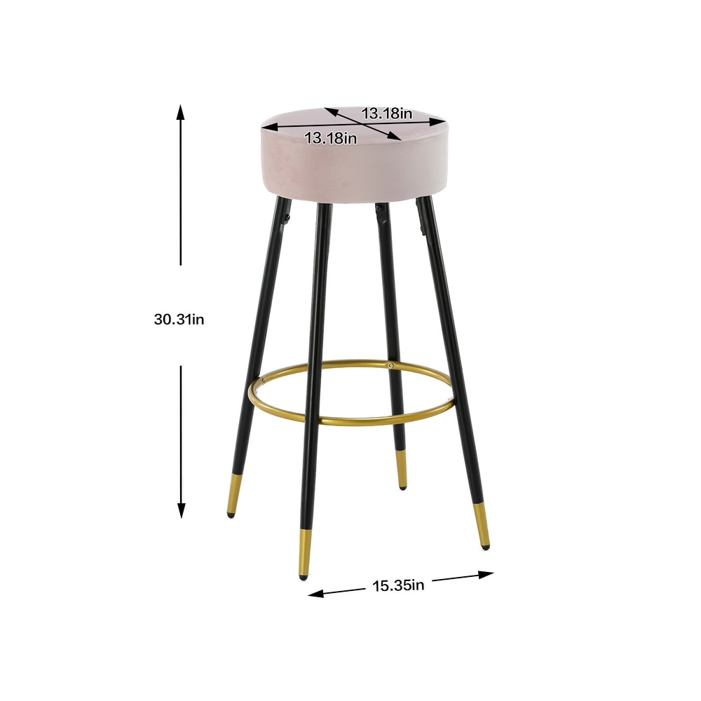 2 Pcs Velvet Backless Bar Stools Armless Dining Chair with Footres