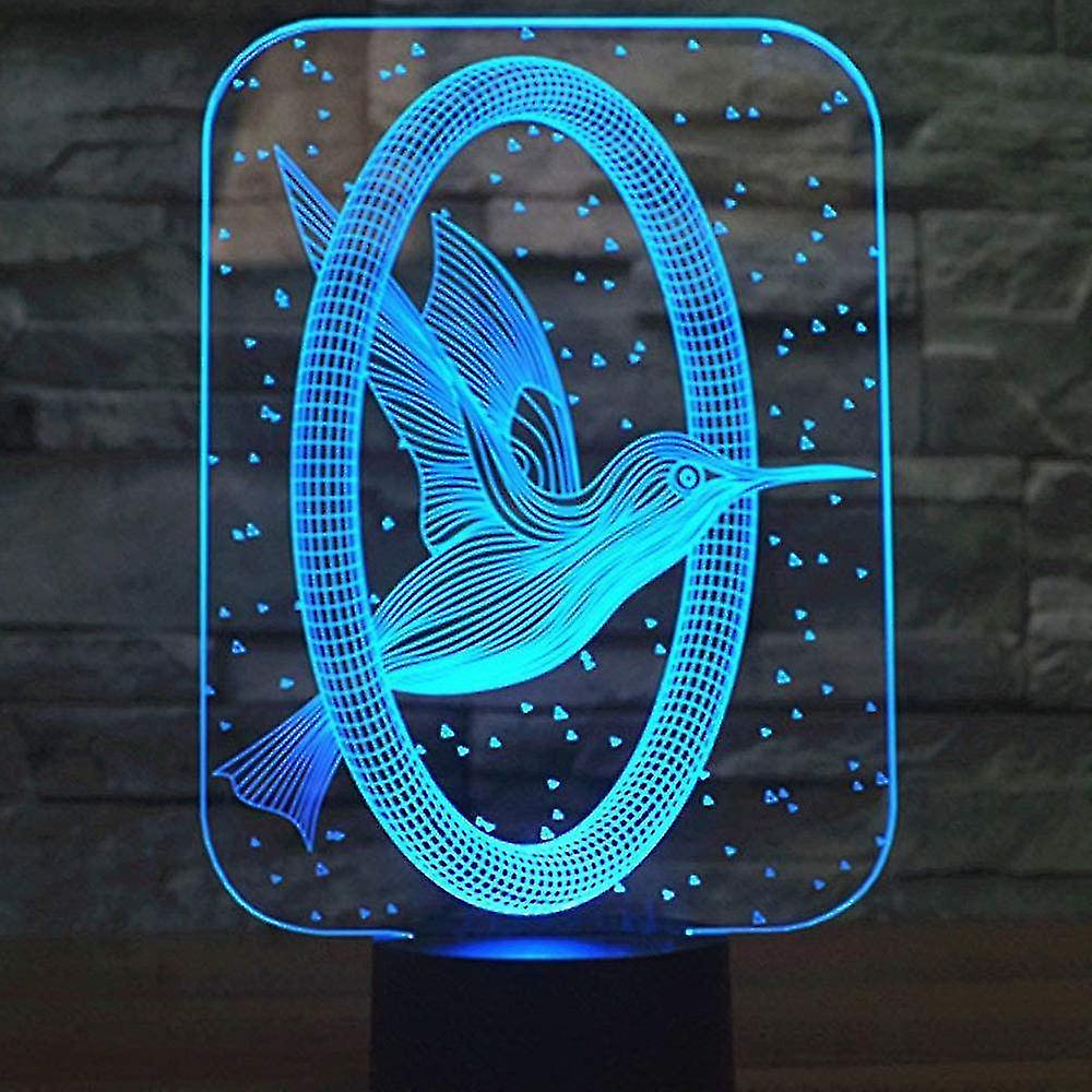 3d Creative Gifts Hummingbird Led Lamp Abstractive Optical Illusion Night Light 7 Color Change Touch