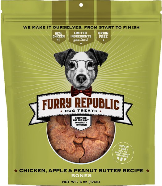 Furry Republic Bones Chicken， Apple and Peanut Butter Recipe Grain-Free Dog Treats